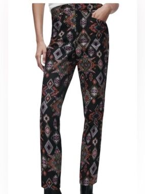 Zara Printed Pants Size M Women’s Multicolor Geometric Boho Trousers